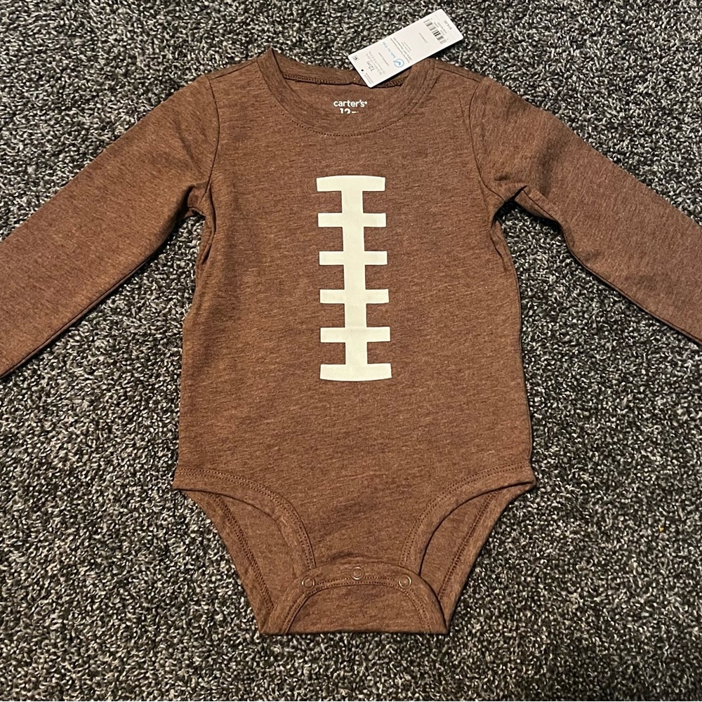 Carter's Brown Football Long Sleeve Onesie
